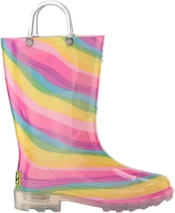 Girls’ Waterproof PVC Rain Boots That Light up with Each Step