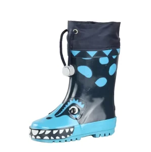 Girls Winter Kids Rain Boots Natural Rubber Waterproof Cartoon Printed Lightweight Midi Anti-Slip Easy-On