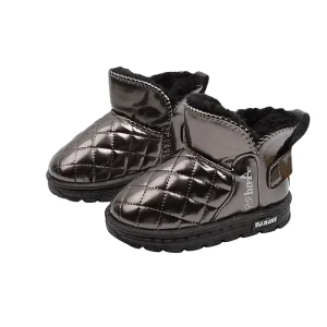 Girls Winter Snow Boots for Kids Microfiber Leather with Thick Velvet Increased Warmth Anti Slip Short Boots for Toddlers