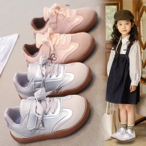 Girls’ Winter Training Shoes New Style Board Shoes Soft Sole Ultra Light Hook Loop Closure Ballet Princess Style Sports Shoes