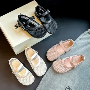 Girls Woven Baby Hollow Sandals Summer Soft Soled Beach Shoes for Girls Baby’s Shoes