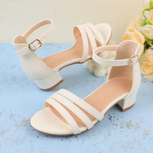 Girls’ bow Pearl Princess Summer chaussures a talons pour enfants Dance Performance School Stage Party Shoes girls sandals