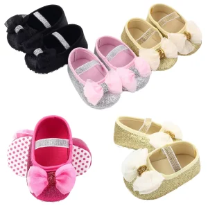 Glitter Design Princess Sneakers for Girls Lovely Bow Kids’ Shoes for Infant & Toddler
