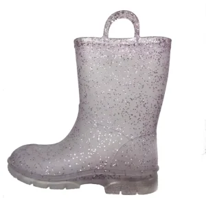 Glitter Plastic PVC Rain Boots for Children Kid Unisex Gumboots With Handle