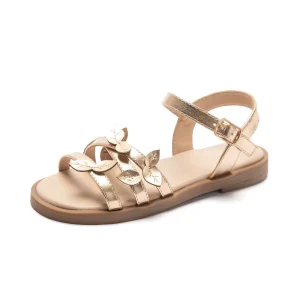 Gold Leaf Kids Flat Sandals Girls’ Formal Party Shoes for Princess Dress & Occasions