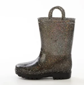 Great Look Unisex Glitter Kids Half PVC Rain Shoes Boots for Children