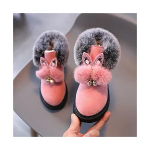 HO Winter New Children’s Snow Boots Flat Girl Princess Cotton Shoes Fashion Thickened and Fleece Short Tube Baby Boots