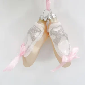 Hand Blown Glass Ballet Dance Shoes Ornaments for Christmas Tree Ballet Slippers Christmas Ornaments for Toddlers Girls Kids