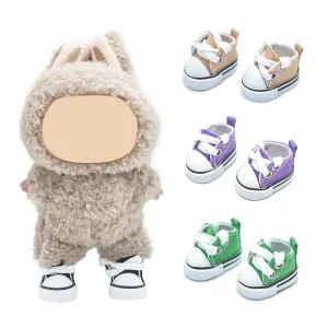 Handmade 17cm Doll Canvas Shoes with Alphabet Pattern Fashionable Design