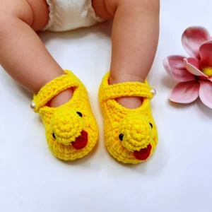 Handmade Crochet Baby Shoes Cute Duck Design Soft Sole Crib First Walker Booties Newborn Infant Toddler Unisex Baby Shower Gift