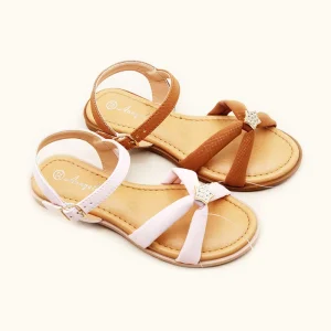 Handmade Designs Casual Children’s Flat Shoes Girls Fashionable Open Toe Lace up Craft Sandals