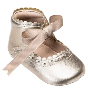 Handmade Golden Color Baby Girl Shoes