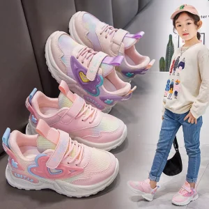 Heart Decoration Cute Girl Sport Shoes Non-Slip Outdoor Casual Walking Shoes