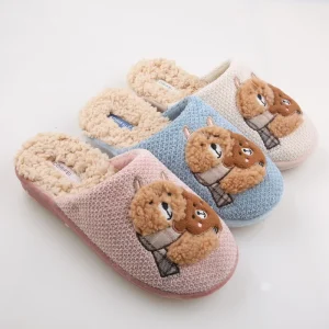 Height Increasing Cute Cartoon Non-slip Soft Comfy Plush Warm Winter Slippers For Women