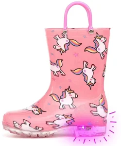 High Quality Beautiful Waterproof PVC Rain Boots with LED Light for Kids