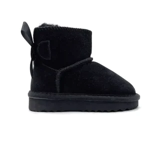 High Quality Black Children’s Boots Rubber Leather Winter Shoes for Lady Girls Fashion Plush Kids Custom Snow Boots
