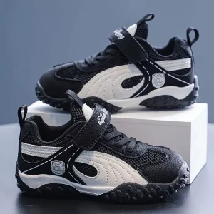 High Quality Boys Athletic Sneakers Breathable Mesh Upper Kids Sports Shoes Comfortable Students School Walking Shoes