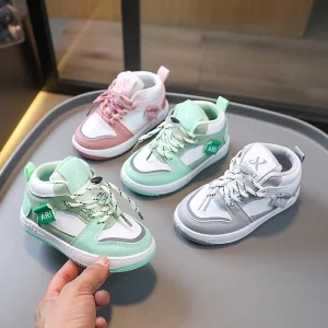 High Quality Casual Kid Shoes Soft PU Rubber Sole Ankle Cover Spring Autumn Style for Boys and Girls 1-6 Years
