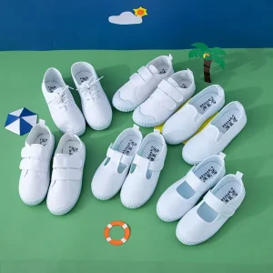 High Quality Children White Breathable Soft Rubber School Shoes for Girls and Boys