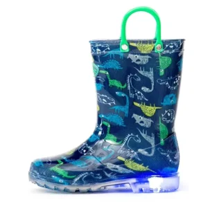 High Quality Custom Color Light Weight Funny LED Kids Rain Boots With Handle
