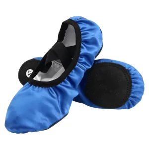 High Quality Customization Satin Slip On Soft Comfortable Dance Ballet Slippers Professional Kids Girls Blue Custom