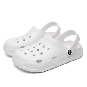High Quality EVA Clogs White and Black Custom Print Logo Anti Slippery Outdoor Sandals for Women Sandalias
