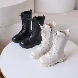 High Quality Fashion Autumn Winter Kids Outdoor Boots Leather Sweet Princess Girl High Boots