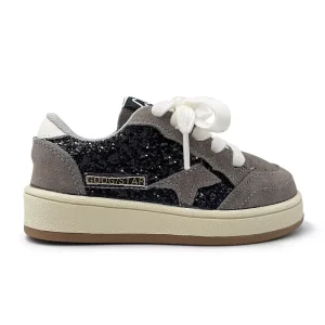 High Quality Lace-up Baby Girls Walking Shoes Latest Glitter Star Kids Casual Shoes Customized Children Ankle Sneakers