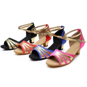 High Quality Leather Dance Shoes Latin Ballroom Dance Shoes for Children Girls High Heel Dance Shoes
