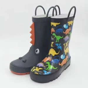 High Quality Light Weight Waterproof Kids Rubber Rain Boots with Customizable Cotton Fabric Fur Lining for Boys Girls