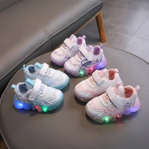 High Quality Lightweight Breathable Children’s Cartoon Sports Kids LED Light Walking Casual Shoes