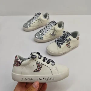 High Quality Lightweight Glitter Girls Boys Sneakers Stylish Leopard Print for Outdoor Casual Walking