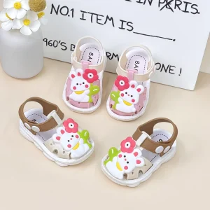 High Quality Lightweight Slip Resistant Girls Sandals Cartoon Bunny Cute Closed Toe Sandals for Kids