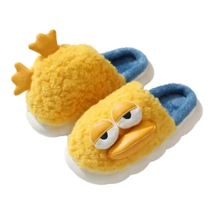 High Quality New Style Non Slip Soft Stuffed Plush Animals Duck Winter Indoor Home Slippers for Kids and Parents