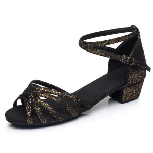 High Quality Shiny Latin Dancing Shoes Comfortable Cowhide Upper Material Kids Jazz Dance Shoes Fashionable for Girls