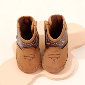 High Quality Soft PU Anti Slip Toddler Boots Little Western Style Cowboy Leather Pre Walking Shoes for Girls Boys Spring Autumn