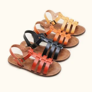 High Quality Soft Soled Comfortable Girls Lace up Sandals Simple Styles Outdoor Beach Flat Shoes