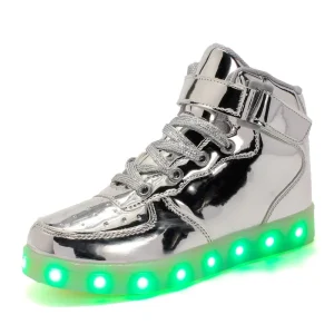 High Quality Uniquely Designed Fashion High Top Shoes Led Sole Light Weight Children Casual Shoes for Kids