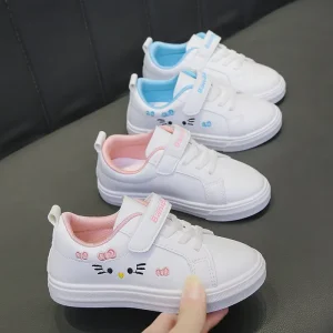 High Quality White Children’s Breathable Hard Wearing Fashion Shoes for Kids Lightweight Walking Style Mesh Lining Sneakers