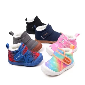 High Quality Winter Walking Boots for Kids Soft Warm Rubber Sole with Fashionable Colorful Style for Boys and Girls