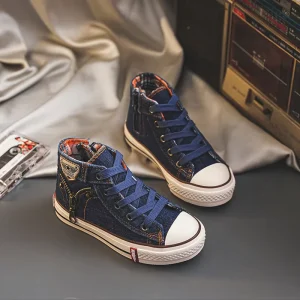 High Top Canvas Sneakers for Kids Boys Girls New Arrival Breathable Casual School Sports Shoes Non Slip Design for Spring Summer