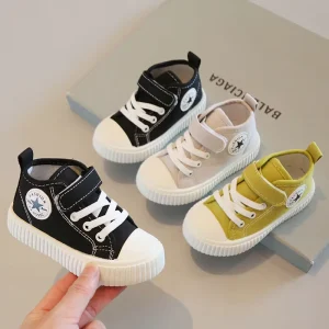 High Top Kids Canvas Shoe Fashion Casual Schools Shoes for Boys and Girls New Design Rubber Baby Sneakers Children