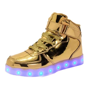 High Top LED Light Sneakers for Men Kids Fashion Trend Skateboard Shoes Sizes 25-46 Luminous Walking Style Shoes
