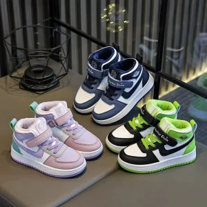 High-Top Velcro Skateboarding Comfortable Non-Slip Arch Support Board Shoes for Girls Assorted Colors Design Walking Casual