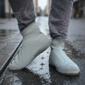 High Top Waterproof Rainy Camping Shoe Covers Slip Resistant Cold Proof Silicone Zipper Easy On Off Unisex Kids Adults