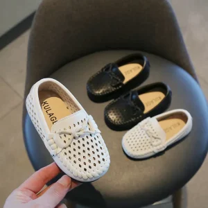 Hollow Out Design Summer Baby Flats Shoes Fashion Girl Black and White Footwear New Styles Boys Children Dress Shoes