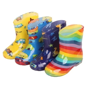Hot Children PVC Waterproof Rain Boots Lightweight Outdoor Rainy Day Footwear for Kids