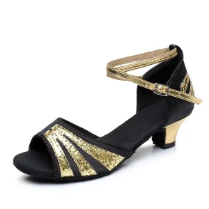 Hot Sell Children Latin Dance Shoes Girls High Heel Shoes Kids Open Toe Shoes