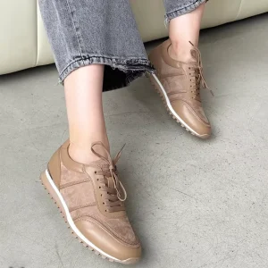 Hot Selling Khaki Patent Leather Breathable Shoelace Design Sporty Casual Shoes For Campus Wear And Daily Travel