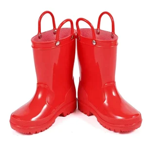 Hot Selling Kids Waterproof PVC Toddler Rain Boots with Easy Handle for Kids Lightweight Outdoor Children Footwear